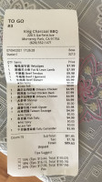 No.1 Charcoal Bbq menu