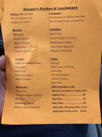 Scoopers Kitchen menu