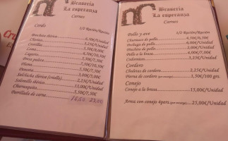 La Esperanza menu