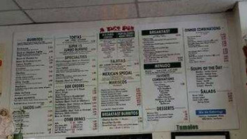 Abarca's Taco Pub menu