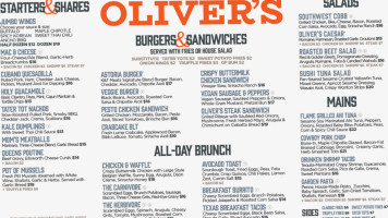 Oliver's Astoria menu