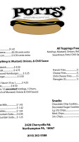 Potts Doggie Shop menu