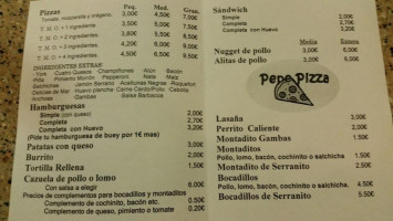 Pepepizza menu