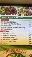 Ohana Hawaiian Bbq menu