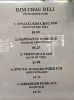 Kim Chau Deli menu