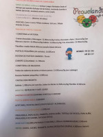 Pequelandia menu