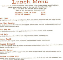 Thai Thani Kitchen menu