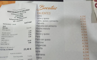 Gallego menu