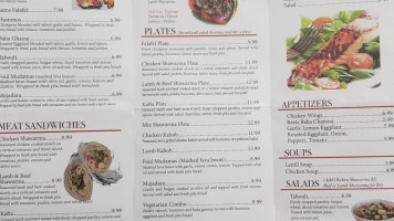 Sam’s Falafel Shawarma menu