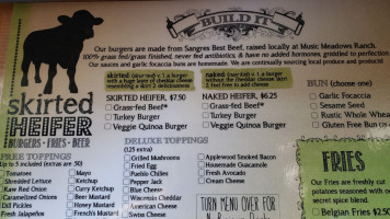 Skirted Heifer menu