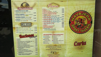 Navajeda Sport Tavern menu