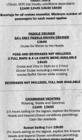 Cruise Café menu