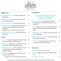 Perspective Rooftop Pool menu