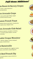 Mon Ami Cafe And Bakery menu