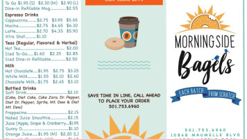 Morningside Bagels menu