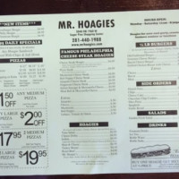 Mr. Hoagies menu