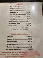 Ruby Sump Saloon menu