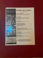 Smokin' Joe's Saloon menu