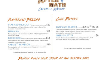 Aftermath Cidery Winery menu