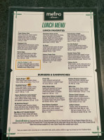 Metro Diner menu