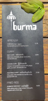 Urban Burma menu