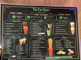 Tintin Tea menu