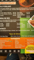 Quesadillas Azules menu