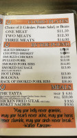 Cowboys B B Q menu