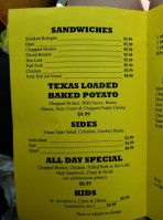 Shorty's Texas -b-q menu