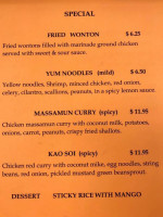 Patama Thai Kitchen menu