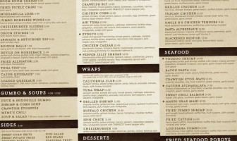 Walk On's Sports Bistreaux Hattiesburg menu