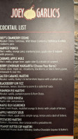 Joey Garlic’s Manchester menu