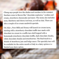 Pure Milk And Honey menu