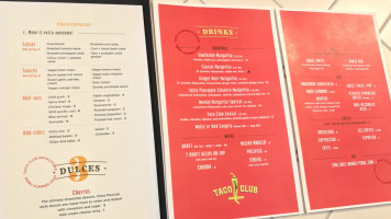 Taco Club menu