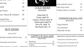 Merchants Cafe menu