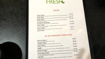 Fresh and Sweet menu