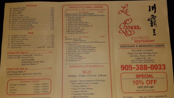 Le Chinois Express menu