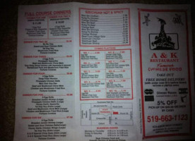 A & K Restaurant menu