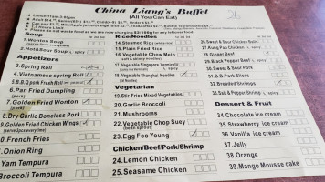 China Liangs Buffet menu