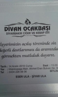 Divan Ocakbaşı menu