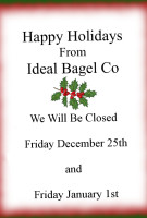 Ideal Bagel Co menu