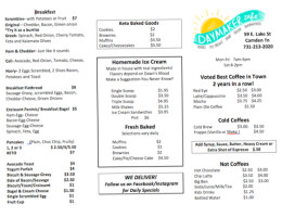 Daymaker Cafe menu