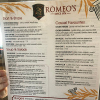 Romeo's menu