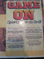 Game On Sports And Grill menu