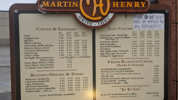 Martin Henry Espresso menu