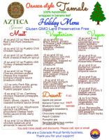 Azteca Gourmet Tamales menu