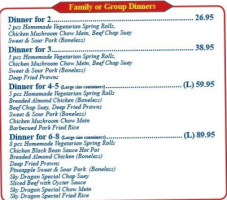 Sky Dragon Restaurant menu