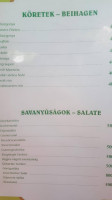 Jófalat Vendéglő menu