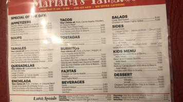 Mariana's Tamales menu