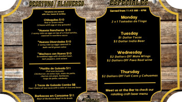 El Indio Botanas Y Cerveza menu